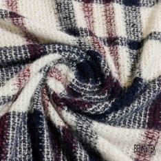 Jersey tricot gratté laine tartan lie de vin éclipse totale fond blanc optique
