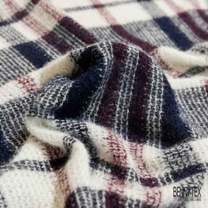 Jersey tricot gratté laine tartan lie de vin éclipse totale fond blanc optique