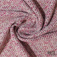 Jersey tricot lache coton laine chiné framboise blanc optique
