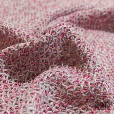 Jersey tricot lache coton laine chiné framboise blanc optique