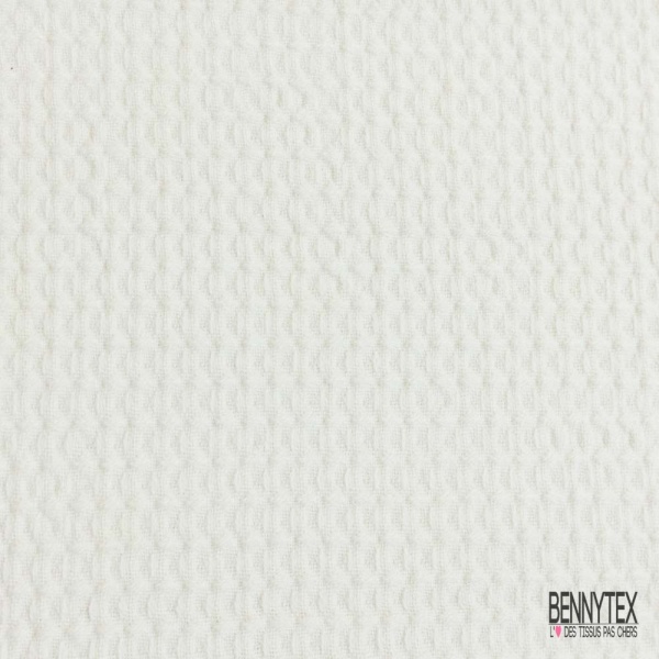 Gaufré de laine uni blanc cassé fluide