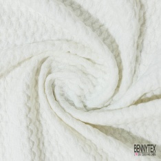 Gaufré de laine de luxe effet jacquard fantaisie abstrait ton sur ton marine