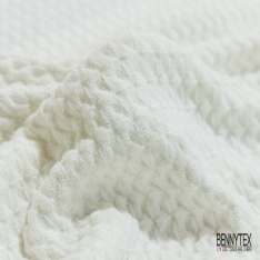 Gaufré de laine de luxe effet jacquard fantaisie abstrait ton sur ton marine