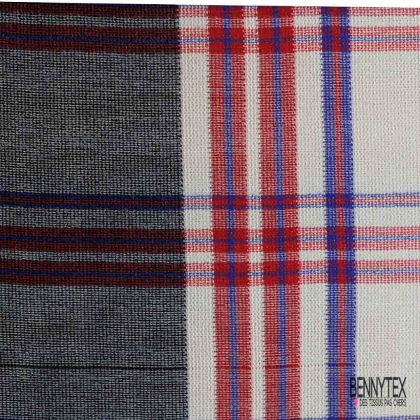 Jersey tricot gratté laine tartan lie de vin éclipse totale fond blanc optique