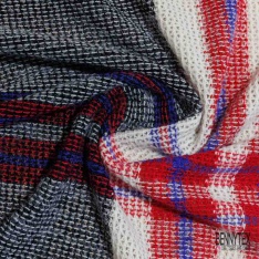 Jersey tricot gratté laine tartan lie de vin éclipse totale fond blanc optique