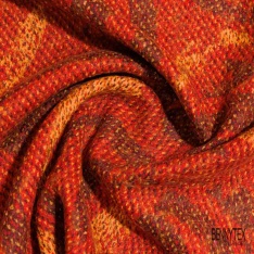 Laine bouclette souple et fluide tartan gris blanc cassé rouille noir beige