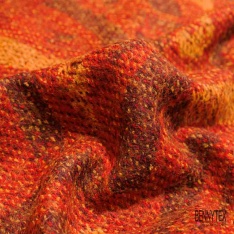 Laine bouclette souple et fluide tartan gris blanc cassé rouille noir beige