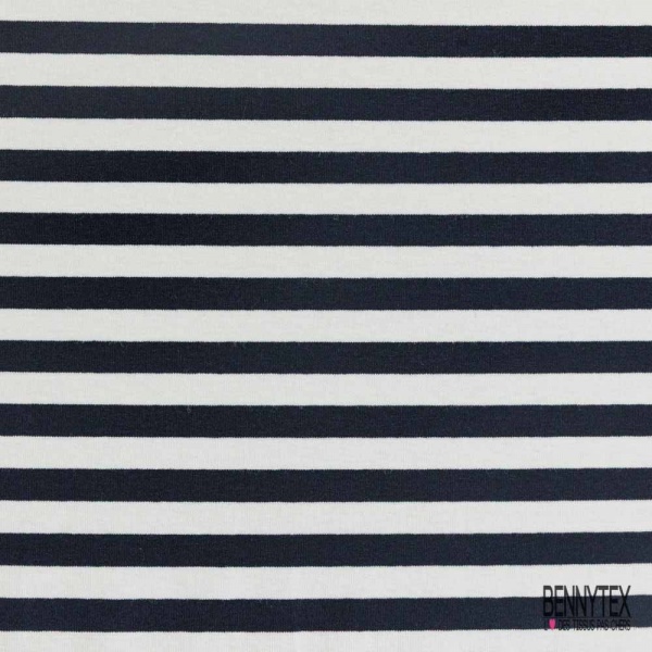 Jersey viscose imprimé rayure horizontale noir blanc cassé