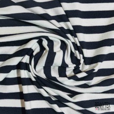 Jersey viscose imprimé rayure horizontale noir blanc cassé