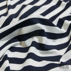 Jersey viscose imprimé rayure horizontale noir blanc cassé