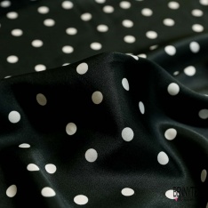 Satin viscose imprimé digital géométrique noir sapin ciel blanc cassé