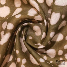 Voile lin imprimé floral cachemure fond bleu nuit