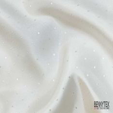 Twill de laine soie jacquard feux d'artifice ton sur ton champagne petite laize