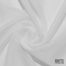 Mousseline de soie élasthanne uni menthe à l'eau petite laize