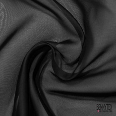 Double organza de soie uni charbon