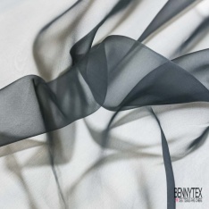 Double organza de soie uni noir