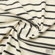 Maille tricot coton marinière bleu nuit blanc cassé