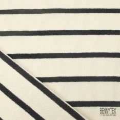 Maille tricot coton marinière bleu nuit blanc cassé