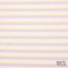 Molleton envers bouclette imprimé rayure horizontale ciel framboise blanc discret grande laize