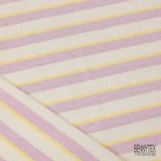 Molleton envers bouclette imprimé rayure horizontale ciel framboise blanc discret grande laize