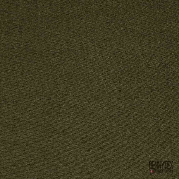 Maille tricot coton kaki envers gratté