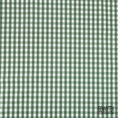 Coupon 3m popeline vichy blanc cassé sapin