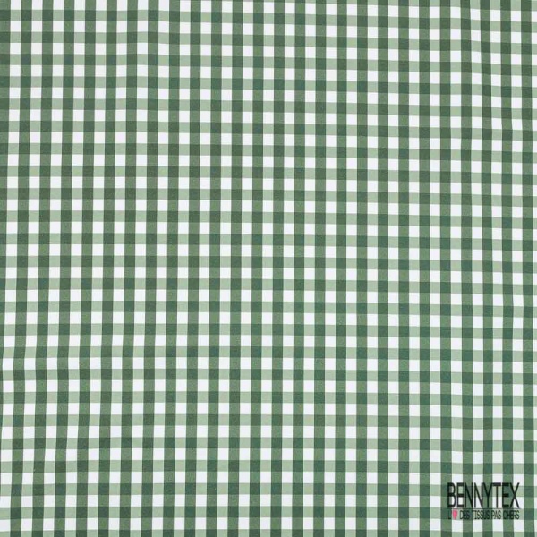 Coupon 3m popeline vichy blanc cassé sapin