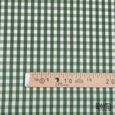 Coupon 3m popeline vichy blanc cassé sapin