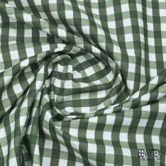 Coupon 3m popeline vichy blanc cassé sapin