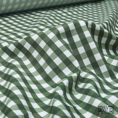 Coupon 3m popeline vichy blanc cassé sapin