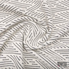Maille Viscose Polyamide Elasthanne Motif Grand Triangle Noir Gris fond Blanc