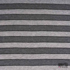 Maille côtelée 5x2 viscose mini quadrillage noir blanc anthracite chiné