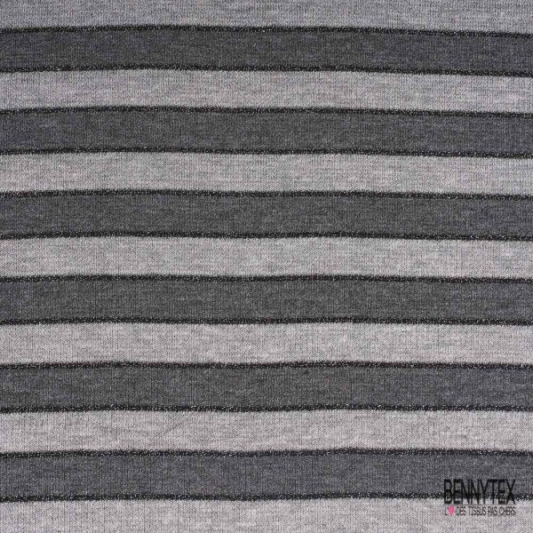 Maille côtelée 5x2 viscose mini quadrillage noir blanc anthracite chiné