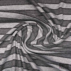 Maille côtelée 5x2 viscose mini quadrillage noir blanc anthracite chiné