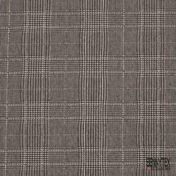 Jersey milano imprimé pied de puce vintage noir lie de vin fond beige