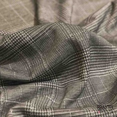 Jersey milano imprimé pied de puce vintage noir lie de vin fond beige