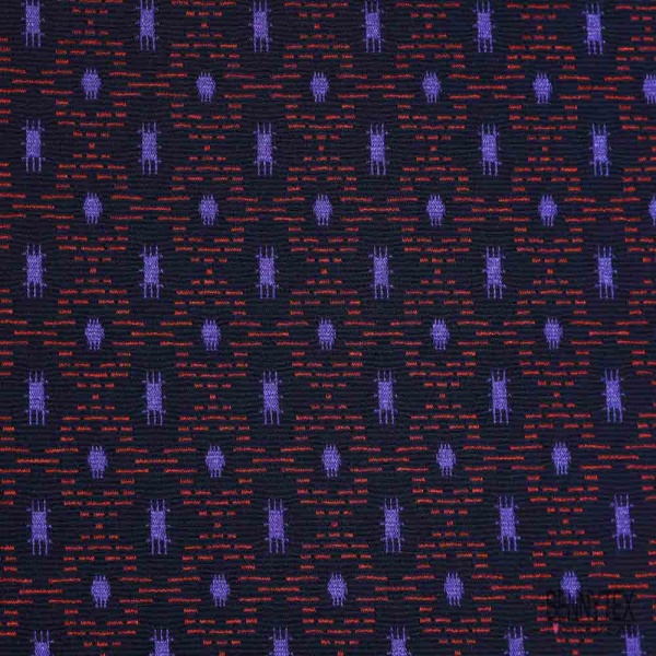 Milano jacquard viscose polyamide élasthanne motif abstrait bleu roi rouge fond marine