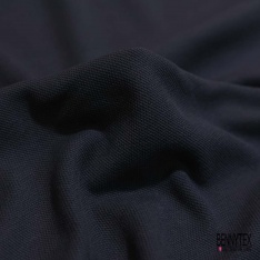 Jersey coton piqué lourd élasthanne uni bleu nuit