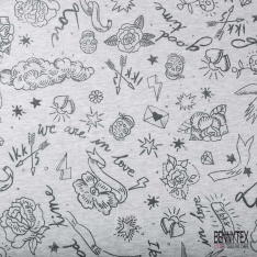 Molleton envers bouclette imprimé abstrait violet doux violet glaçé grande laize