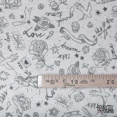 Molleton envers bouclette imprimé abstrait violet doux violet glaçé grande laize