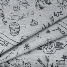 Molleton envers bouclette imprimé abstrait violet doux violet glaçé grande laize