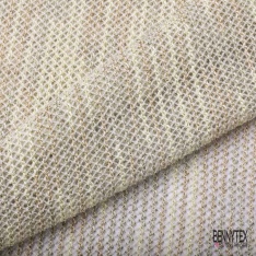 Jersey tricot lache rayon coton chiné beige crème de banane