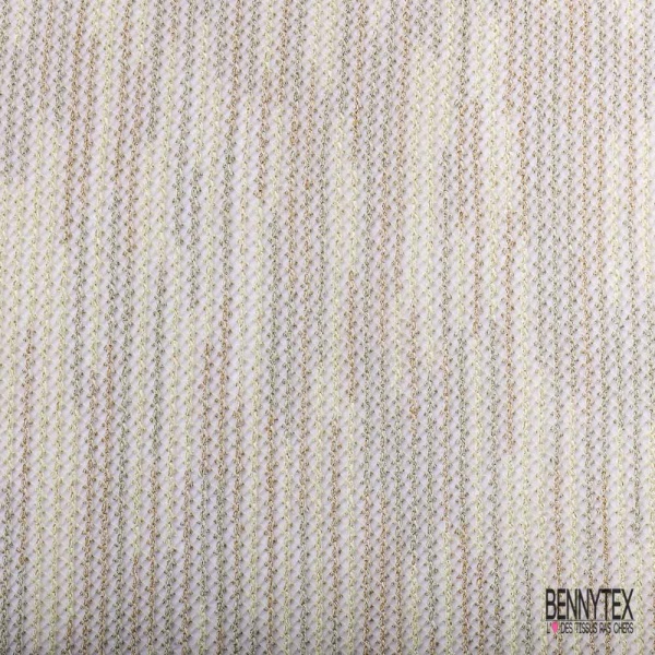Jersey tricot lache rayon coton chiné beige crème de banane