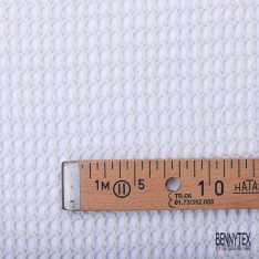 Jersey tricot lache rayon coton chiné corail orange vif blanc