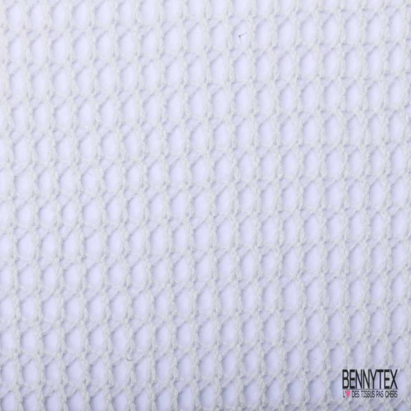 Jersey tricot lache de laine blanc cassé