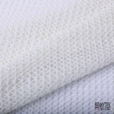 Jersey tricot lache de laine blanc cassé