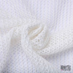 Jersey tricot lache de laine blanc cassé