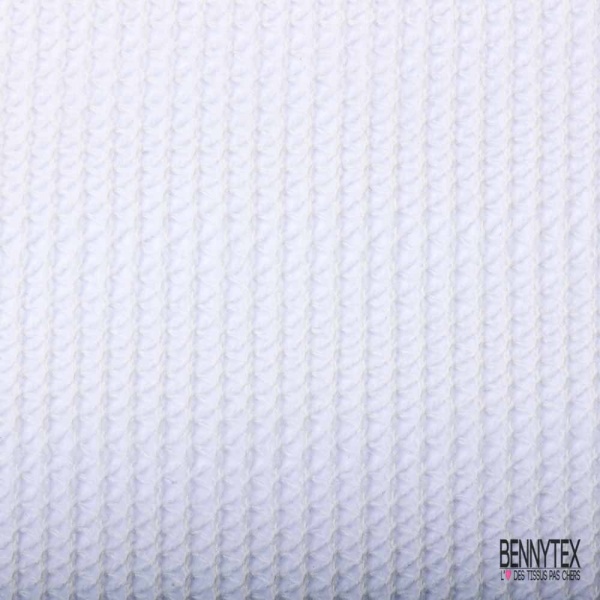 Jersey tricot lache de coton blanc discret