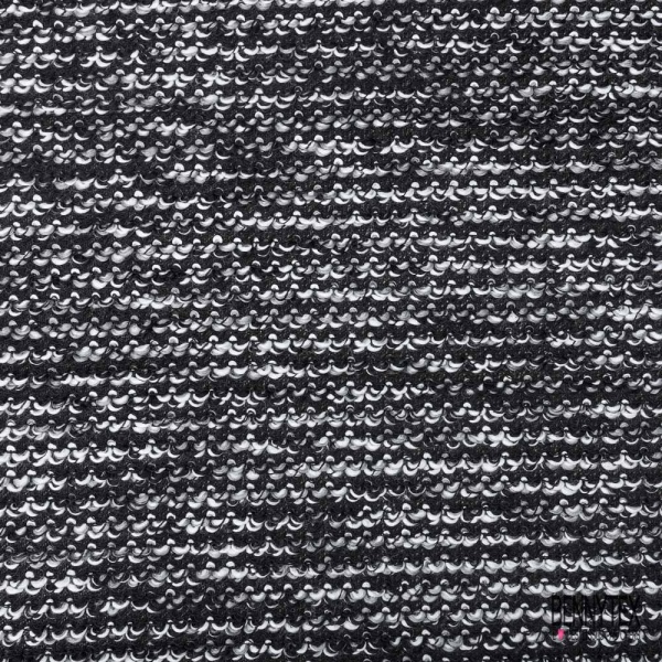 Laine tricot fantaisie bouclette noir blanc gris moyen