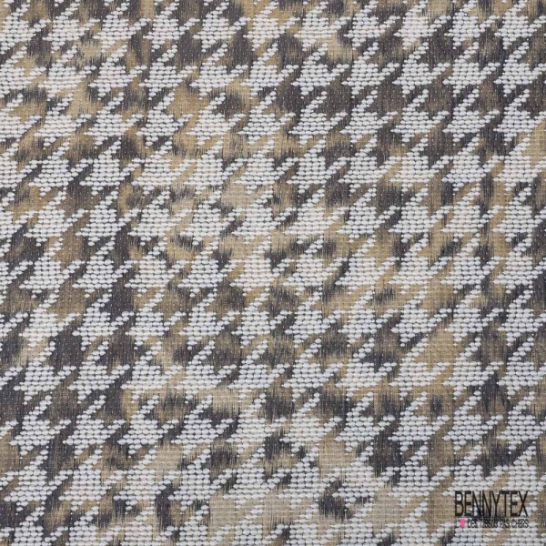 Coupon 3m Jacquard pied de coq beige noir blanc cassé